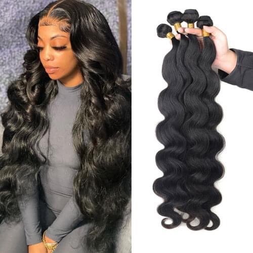 Miss Black Brazilian Natural Black Body Wave Bundle 1/3/4 Bundle Deals 100% Human Hair Extension Remy Double Weave For Black Wom