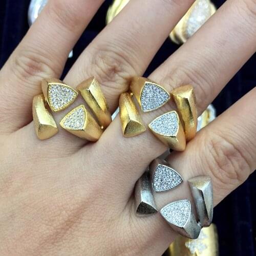 Trendy HOT New Luxury Trendy Vintage golden Rings Dubai Style Geometric triangle High Quality 2021 New Women Super Gift