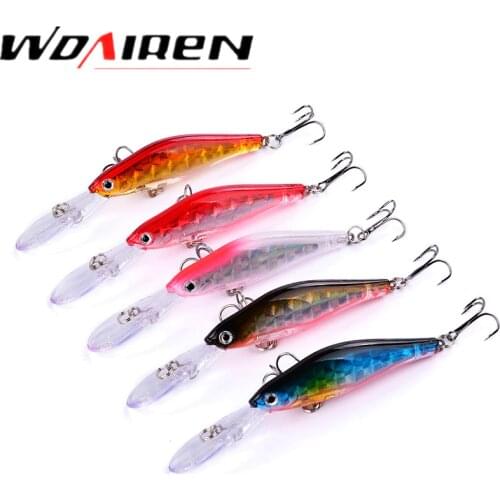 5pcs/lot Fishing Lure set Minnow 9.5cm 6.9g floating Lure Isca Crankbait Bait Pesca Jig Fishing Hook kit With Fishing Tackle