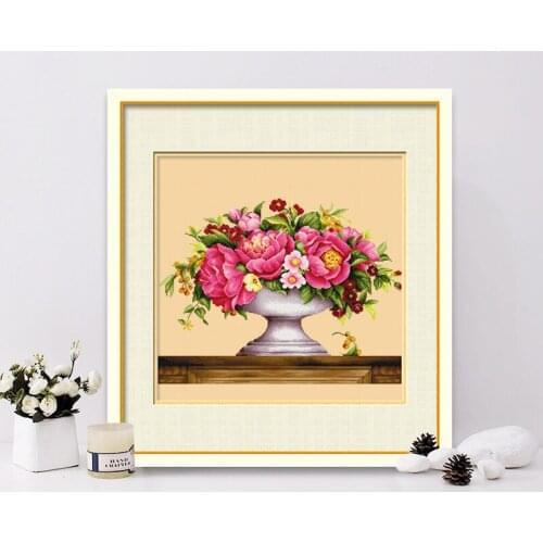 Printed cross stitch kits needlework European style vase flower living room bedroom decoration painting вышивка крестиком