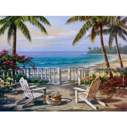 Mediterranean landscape canvas oil paintings Coastal View for wall art home decor