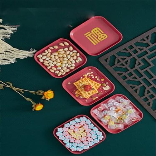 Kitchen Plates Dish Plate Tableware Small Platter Creative Red Full Set Household Reunion Cake Fruit Dessert Modern Festival