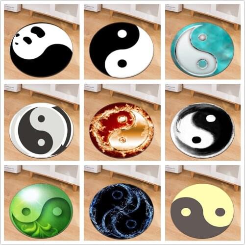 New Tai Chi Series 3D Printing Round Carpets Child Game Pad Kids Rooms play tent Area Rugs Soft Flannel Baby Crawl Antiskid Mats