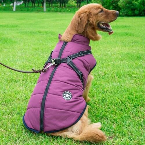 Pet Dog Clothing AutumnandWinter Cotton-padded Clothes WindproofandWarm Large Dog GoldenRetrieverClothesReflectiveBigDogClothes
