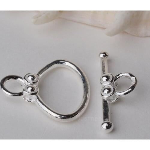 Solid 925 Sterling Silver oval Toggle Clasp