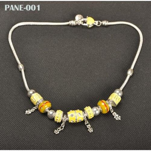 AENINE Trendy Handmade Yellow Glass Crystal Beads Pendant Necklace For Women New Design Diy Charms Necklaces Jewelry PANE001
