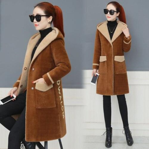 Women New 2020 Autumn Winter Oversized Hooded Faux Mink Cashmere Sweater Cardigan Coat Female Thicken Warm Casual Outwear Y667