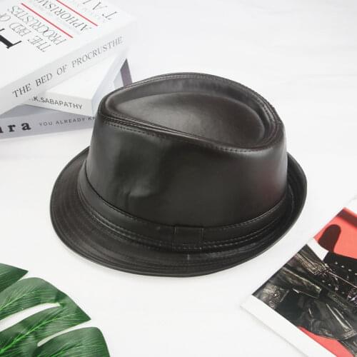 Men Hats New Leather Jazz Classic dress top hat outdoor autumn hat winter warm black vintage hat Formal fascinator hats fedora