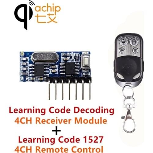 QIACHIP 433 Mhz Remote Control & 433.92Mhz Wireless Receiver Learning Code 1527 Decoding Module 4CH output With Learning Button