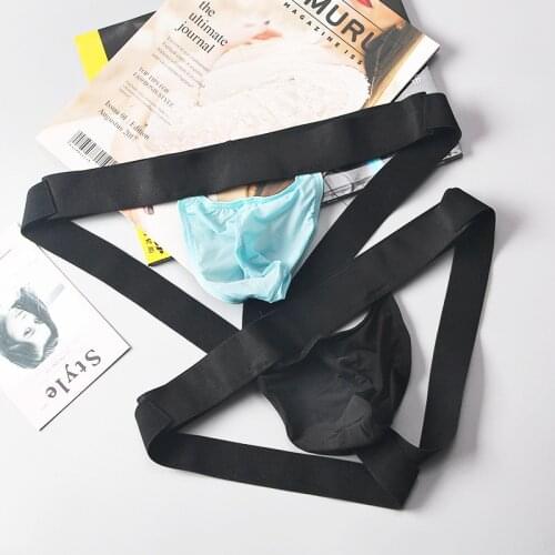 Sexy Thin Mens Panties U Convex Fashion Comfortable Gay Underwear Ice Silk Mens Thongs Penis Pouch