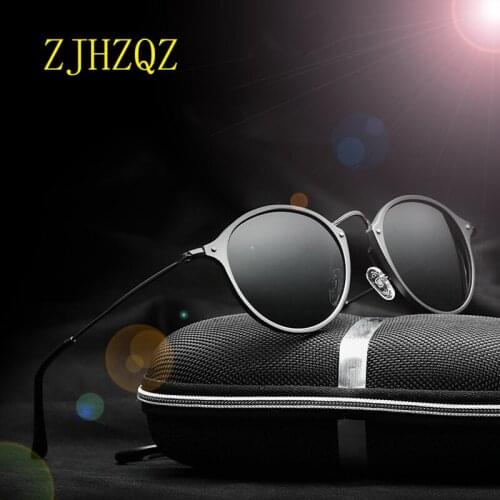 Hippie Fashion Unisex Sun Glasses Polarized Coating Blue Mirror UV400 Lens Driving Sunglasses Round Male Eyewears For Men/Women