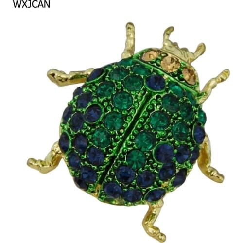 WXJCAN Insect ladybug brooch ladybird pendant Green crystal brooch women girls Apparel accessories gifts