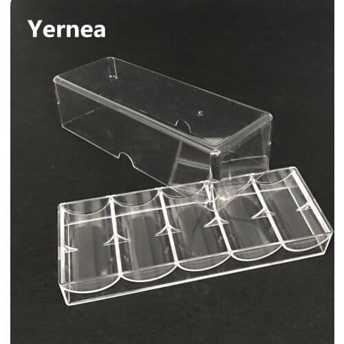 Yernea High-quality Texas Poker Chips 100Pcs Box Transparent Acrylic Portable Game Chip Box Baccarat Box Tray