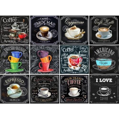 Yumeart DIY Diamond Painting Full Drill Square Landscape Blackboard Diamond Embroidery Sale Cup Text Rhinestones Mosaic Wall Art