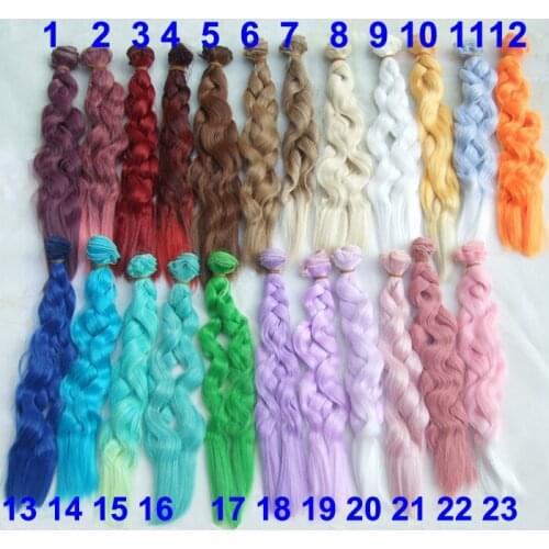 Factory offer 25cm long curly BJD doll hair rainbow color wavy thick high teperature diy doll wigs