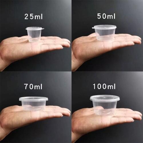 100pcs Sauce cup transparent round disposable taste jelly pudding yogurt small mini plastic cup chili oil packaging cup with lid