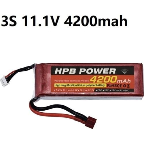 11.1V 4200mAh 45C 3S Rechargeable Battery 3S LiPo Battery 11.1V Li-Polymer Battery For RC Helicopters Car Boat RC Drone Battery