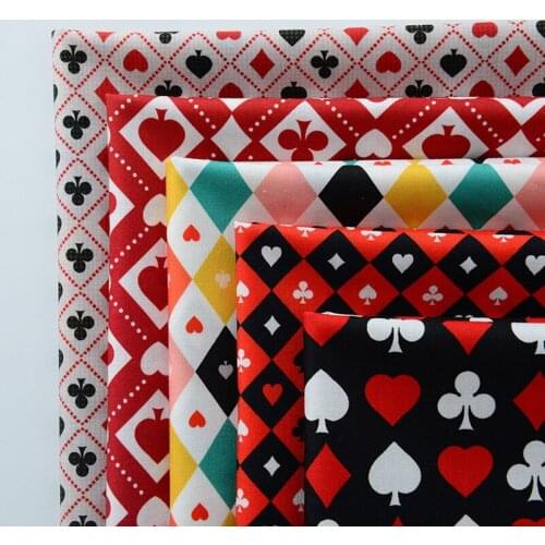 140x50cm Ins Poker Element Cotton Digital Printing Fabric for Sewing Handmade DIY Clothing Tablecloth Home Decoration Textiles