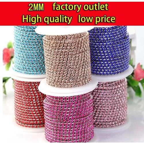 2MM 10yards new styles full color crystal Rhinestone Chain DIY Apparel accessories