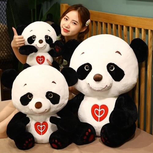 40cm/60cm Cute Heart Big Giant Panda Bear Plush Stuffed Animal Doll Animals Toy Pillow Cartoon Kawaii Dolls Girls Lover Gifts