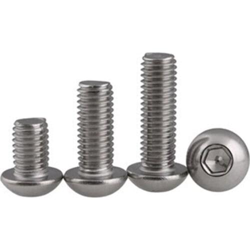 5-50pcs ISO7380 M2 M2.5 M3 M4 M5 M6 M8 304 A2 Round Stainless Steel or Black 10.9 grade Hex Socket Button Head Allen Bolt Screw