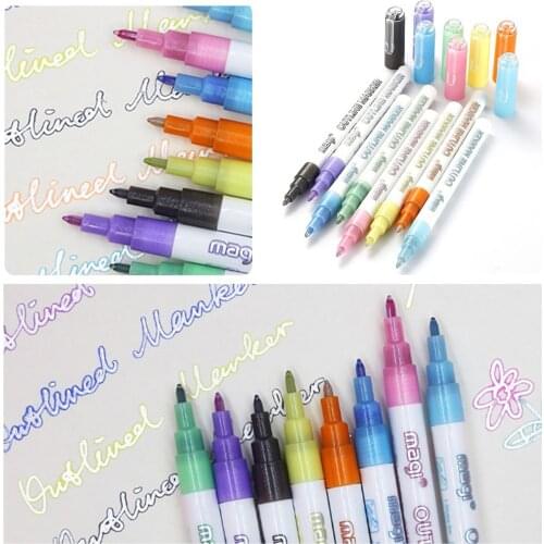 8-Colorful Double Line Pen Fluorescent Dream Pen Color TouchFive Markers Hand-Painted Painting Pens Artist Manga Markers