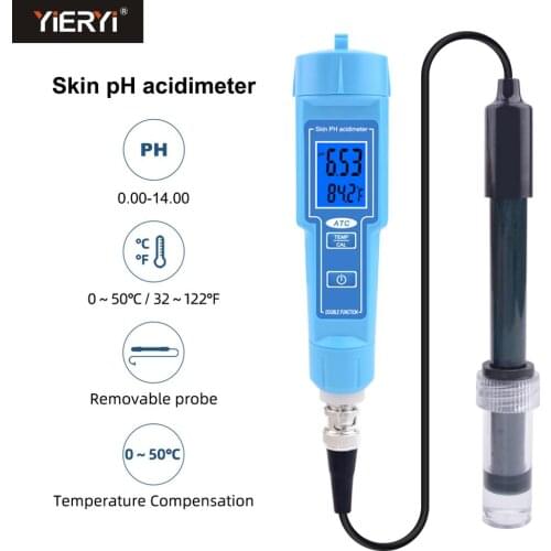 Yieryi Skin ph acdimeter 0.00-14.00 ATC pH meter for skin fruit meat lab swimming pool