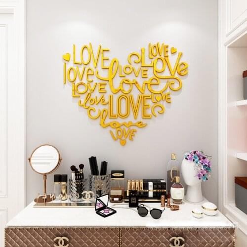 Letters LOVE Acrylic Mirror Wall stickers For Living room Line Rose DIY Home decor Bedroom Art wall decoration Fashion