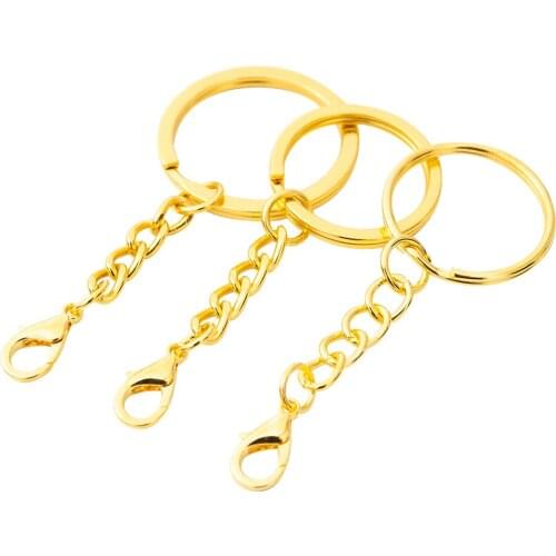 20pcs/lot Gold color Keychain Key ring Hang with lobster clasp for jewelry wholesale