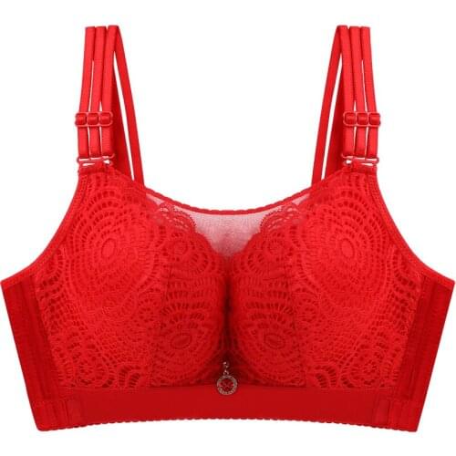 Women plus size bra 50D 52D 52E big breast lace Wire free Sexy Bras