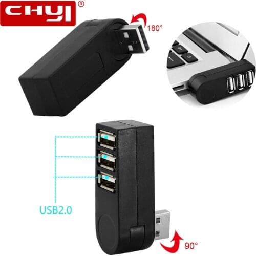 CHYI 3 Ports USB 2.0 HUB 180 Degree Rotate Mini USB Splitter Adapter For Notebook Laptop Computer PC Accessories