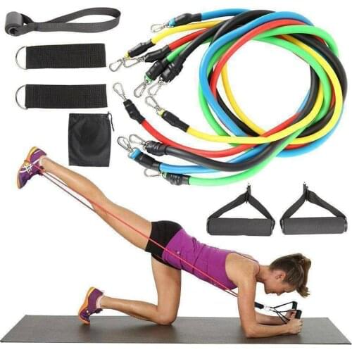 11Pcs/Set Resistance Bands Workout Exercise Yoga Crossfit Fitness Training Tubes