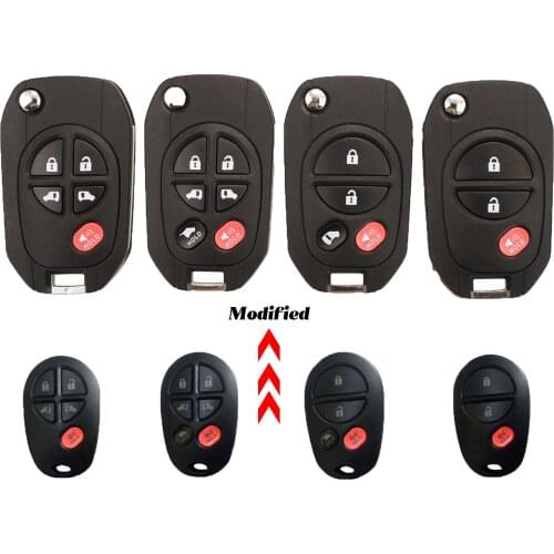Jingyuqin Upgrade Remote Control Car Key Fob Shell Case 3/4/5/6 Buttons Fob For TOYOTA Sequoia Highlander Sienna Tacoma Tundra