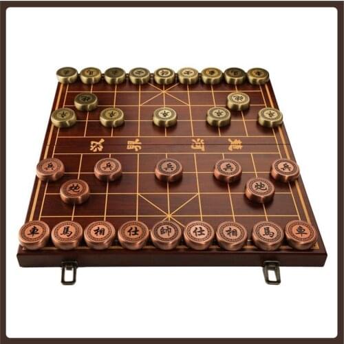 Quality Chinese Chess Professional Pieces Metal Chinese Chess Set Luxury Ornament Board Xadrez Tabuleiro Jogo Table Game