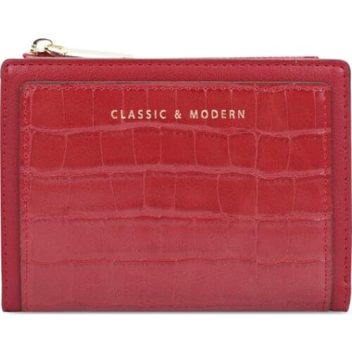 Leather Womens Wallet 2021 Female Short Retro Three-fold Folding Student Version Simple Multi-card Crocodile Pattern Coin Purse