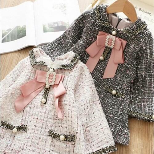 2020 Pocket Cute 1-6Y Kids Baby Girls Dress Long Sleeve A-line Party Dress Summer Casual Cotton Sundress