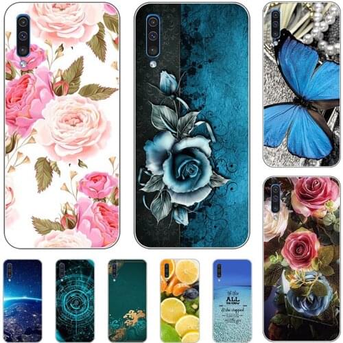 Fashion Flower Case For Samsung Galaxy A50 A505 A50S A507 A70S A707 A70 A705 Cover Soft Silicone Cat Printing Capa Back Coque