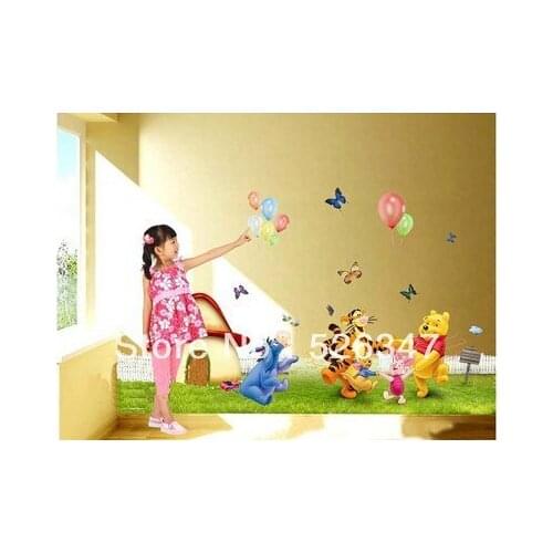 Cartoon Bear Swing on Tree Wall Decal Art Stickers Children Nursery Home Decor