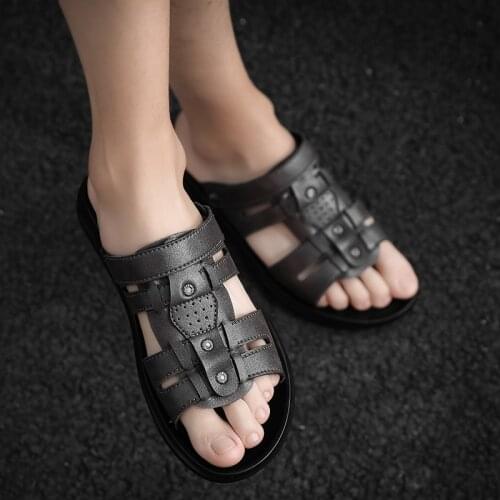 Man sandales piel waterproof hombre plage luxury sandles para cuero sandal masculina praia geta sandalhas mountain roman casual