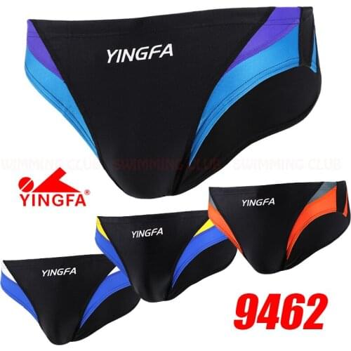 YINGFA MENS BOYS 9462 COMPETITION TRAINING RACING BRIEFS PROFESSIONAL SWIMMING TRUNKS MULTI-COLOUR PATCHWORK ALL SIZE