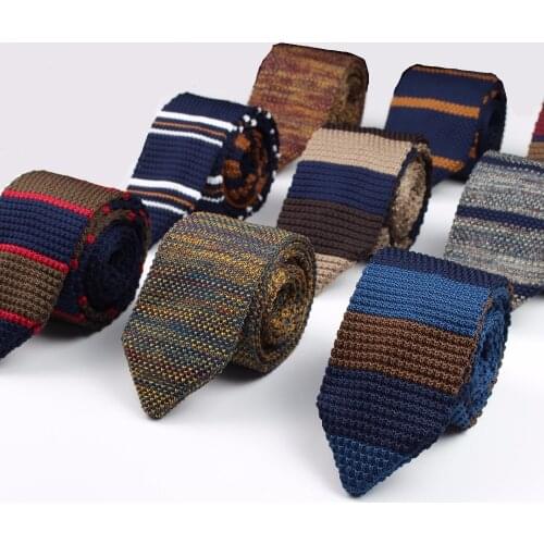 New Knitted Necktie Knit Leisure Triangle Striped Tie Normal Sharp Corner Neck Ties Men Classic Woven Designer Cravat
