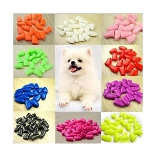 Lots 100pcs 14 Colors Soft Dog Pet Nail Caps Claw Control Paws off + 5pcs Adhesive Glue Size XS S M L XL XXL Free Shipping