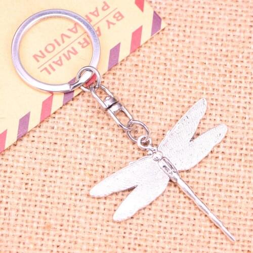 New Fashion Keychain 43*47 mm dragonfly Pendants DIY Men Jewelry Car Key Chain Ring Holder Souvenir For Gift