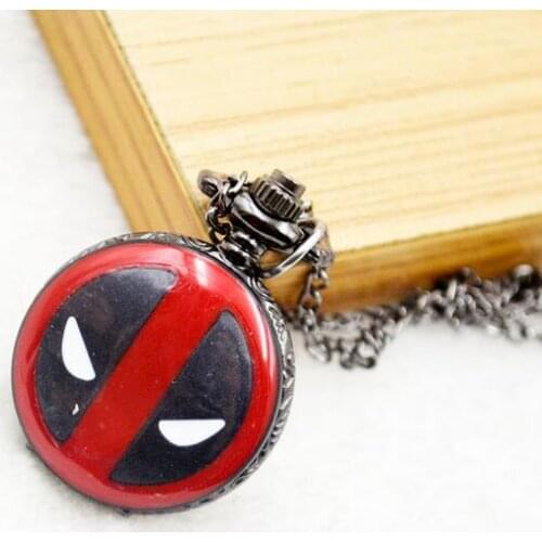 Wholesale 10 PCS/lot Fashion quartz Deadpool spider-man pattern pendant Necklace pocket watches gift