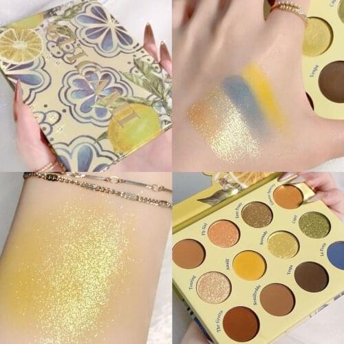 GUICAMI Lemon 12 Color Eyeshadow Palette Pearlescent Eyeshadow Matte Eyeshadow Eye Plate Eye Makeup Palette Beauty