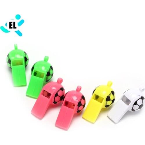 6pcs/lot Plastic soccer football whistle cheerleading toys whistles toys with ropes Survival Outdoor Accessories 3.3*5cm