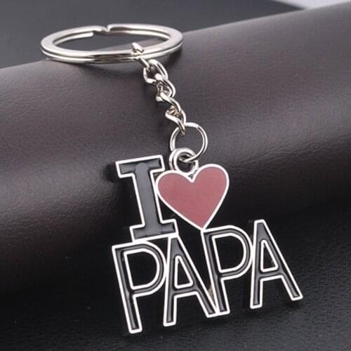 Fathers Day Gifts I Love Dad Keychain super papa key chain ring holder Metal Love PAPA Father Festival