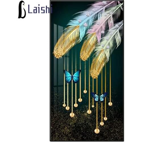 Full square diamond painting 2021 new living room Feather Crystal pictures for embroidery round diamond mosaic paintings decor