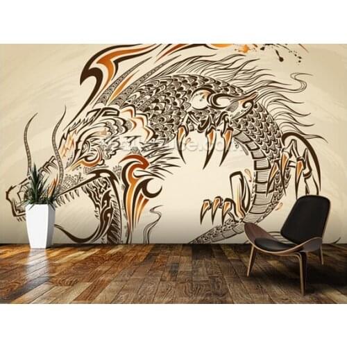 Custom retro wallpaper,Tattoo Art - Dragon,3D wallpaper for living room bedroom kitchen wall wallpaper wall waterproof wallpaper