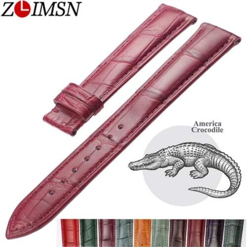 ZLIMSN Crocodile Genuine Leather Watchbands 12mm-24mm Watch Band Watches Accessories Suitable for Omega Longines Watch Strap